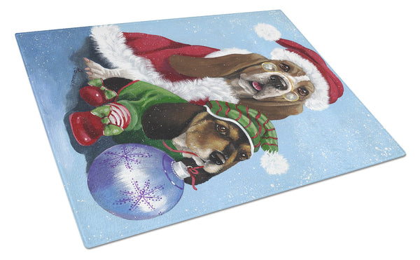 Basset Hound Santa Christmas Glass Cutting Board Large PPP3012LCB by Caroline's Treasures