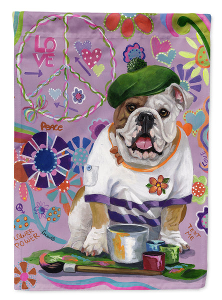 English Bulldog Flower Power Flag Garden Size PPP3091GF  the-store.com.