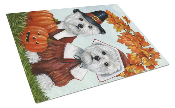 Westie Thanksgiving Pilgrims Glass Cutting Board Large PPP3235LCB by Caroline's Treasures