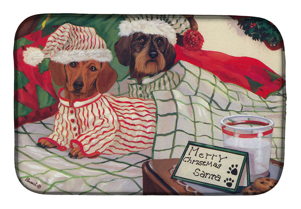 Dachshund Christmas Waiting for Santa Dish Drying Mat PPP3260DDM  the-store.com.