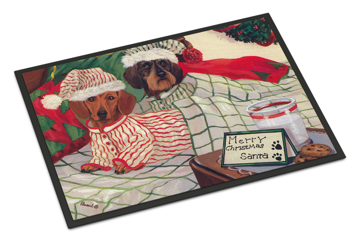 Dachshund Christmas Waiting for Santa Indoor or Outdoor Mat 18x27 PPP3260MAT