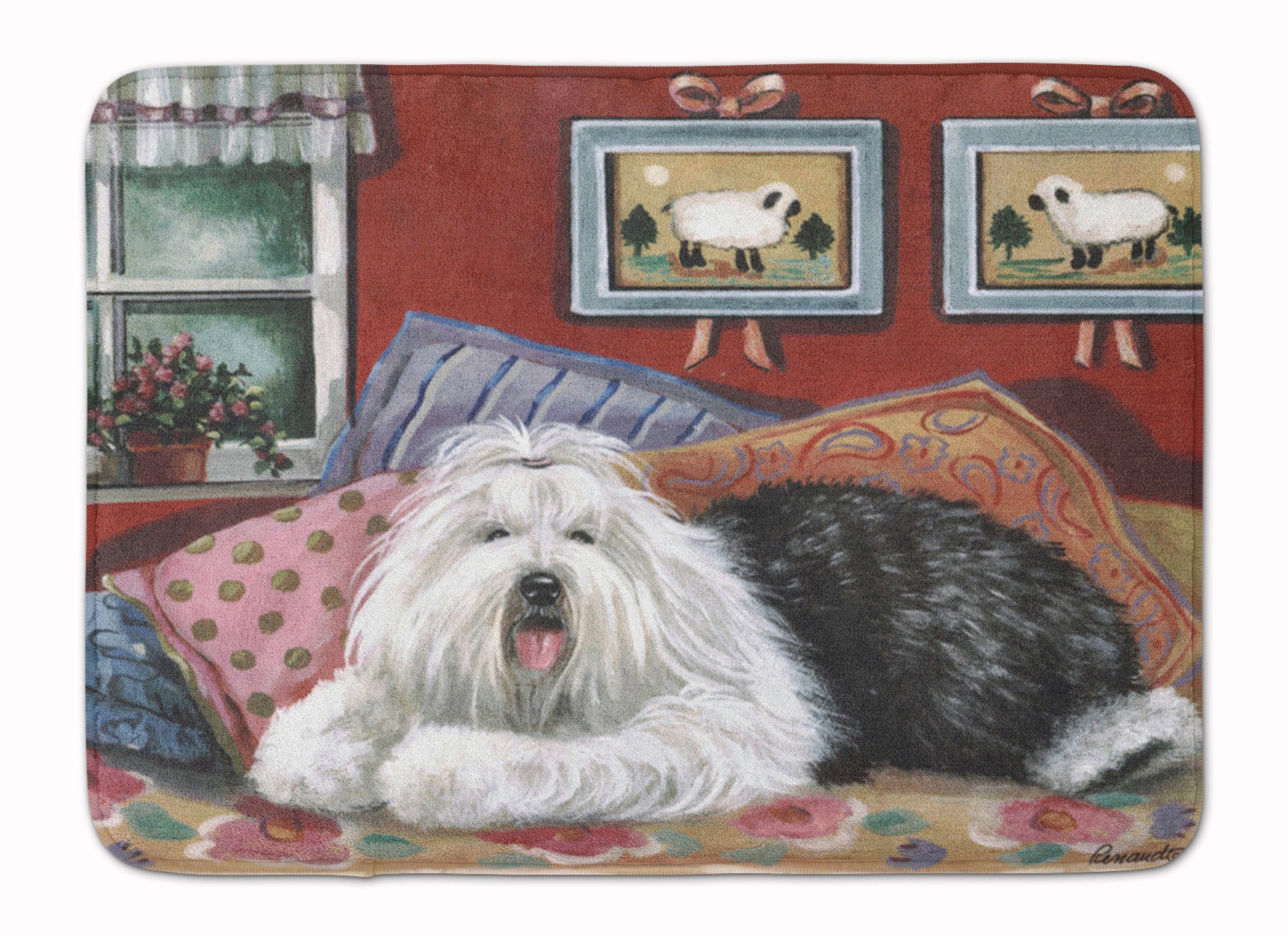 Old English Sheepdog Sweet Dreams Machine Washable Memory Foam Mat PPP3266RUG