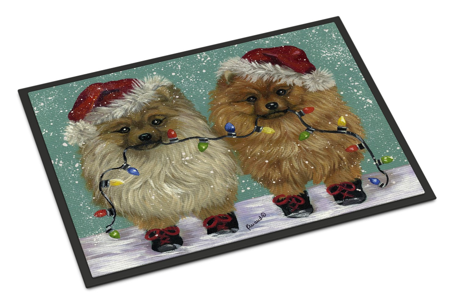 Pomeranian Christmas Lighten Up Indoor or Outdoor Mat 24x36 PPP3267JMAT