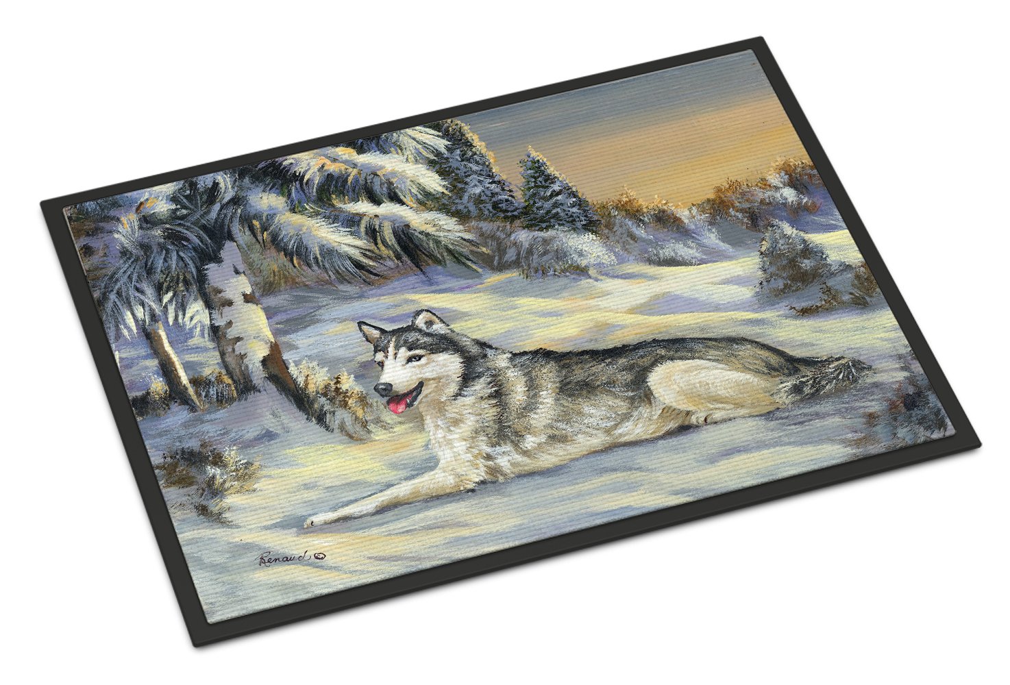 Siberian Husky Winterscape Indoor or Outdoor Mat 24x36 PPP3274JMAT