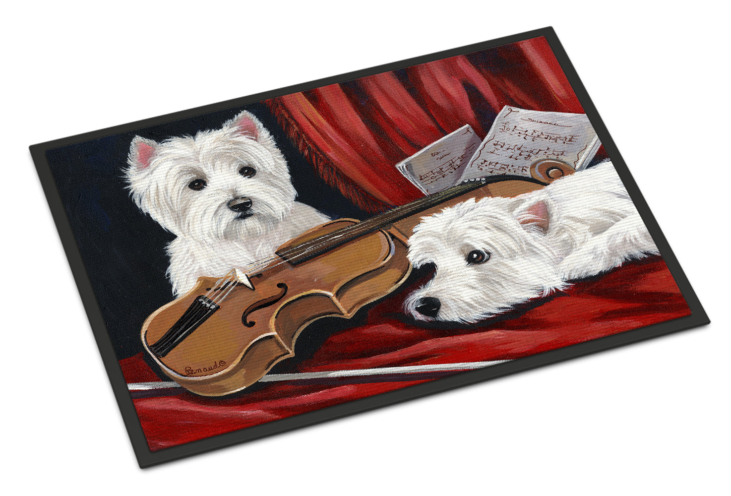 Westie Fiddlers Indoor or Outdoor Mat 18x27 PPP3279MAT