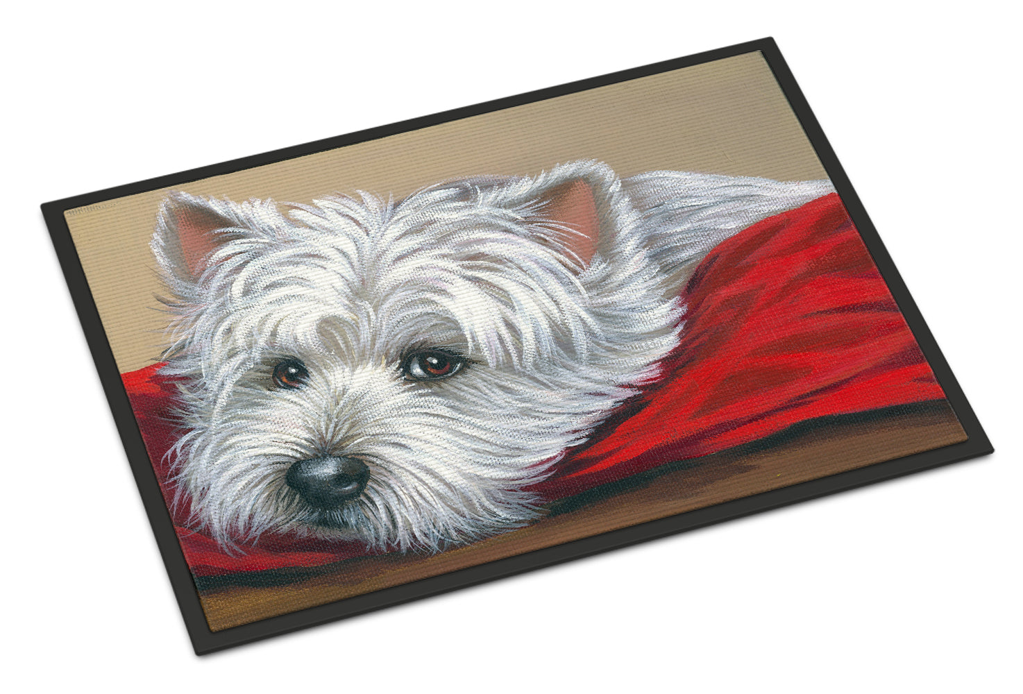 Westie Red Pillow Indoor or Outdoor Mat 18x27 PPP3284MAT