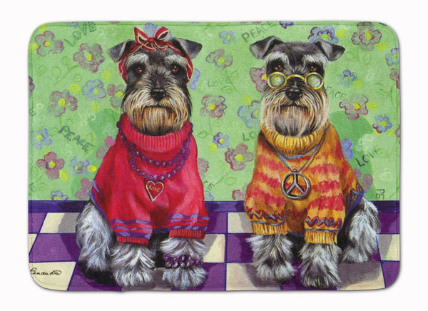Schnauzer Love and Peace Machine Washable Memory Foam Mat PPP3333RUG - the-store.com