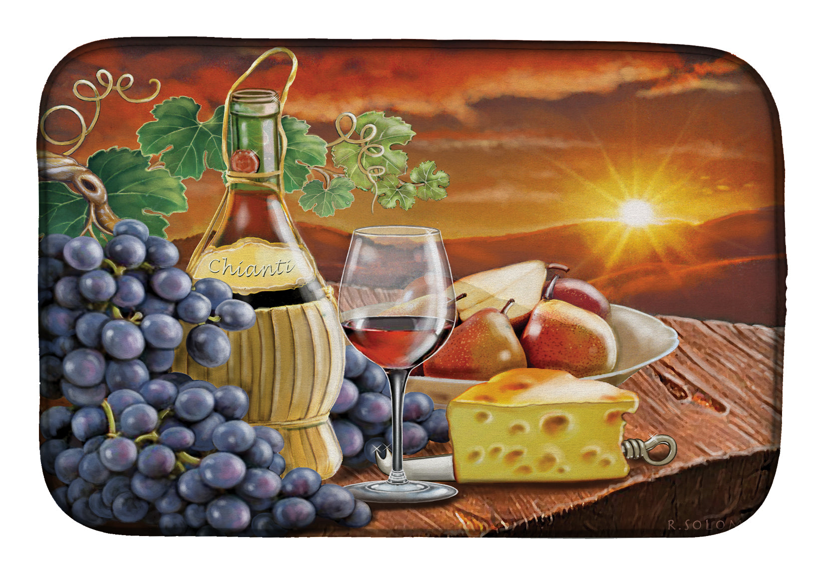 Chianti,+Pears,+Wine+and+Cheese+Dish+Drying+Mat+PRS4029DDM