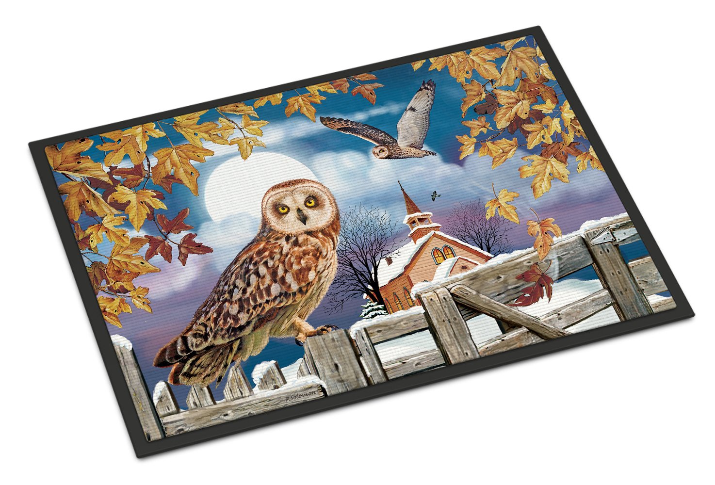 Short-Eared Owl In The Churchyard Indoor or Outdoor Mat 24x36 PRS4032JMAT