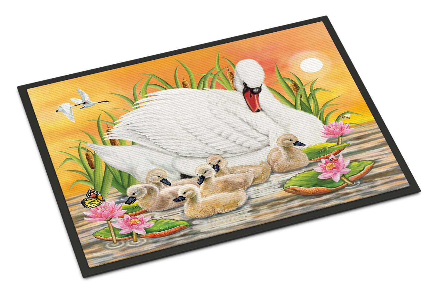 Mother Swan At Sunset Indoor or Outdoor Mat 24x36 PRS4046JMAT