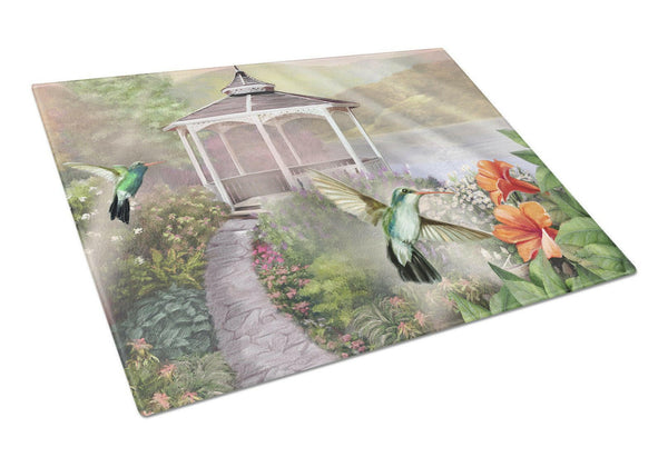 Garden Gazebo Hummingbird Duo Glass Cutting Board Large PTW2053LCB by Caroline's Treasures