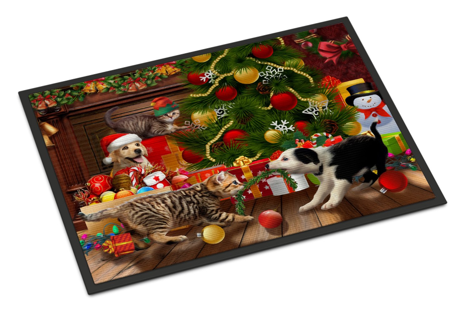 Holiday A Little Christmas Fun Yellow Lab Indoor or Outdoor Mat 24x36 PTW2076JMAT