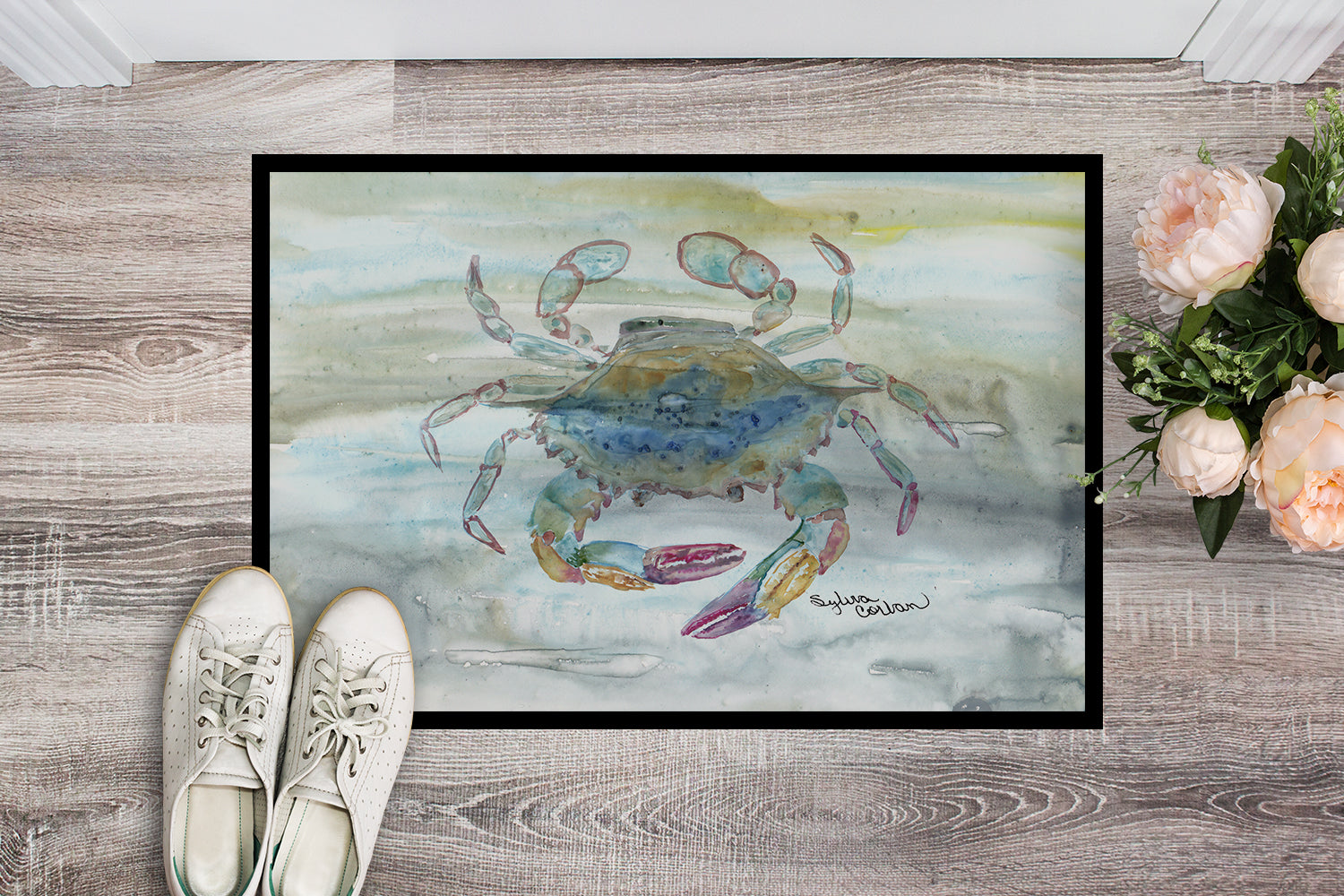 Female Blue Crab Watercolor Indoor or Outdoor Mat 18x27 SC2005MAT