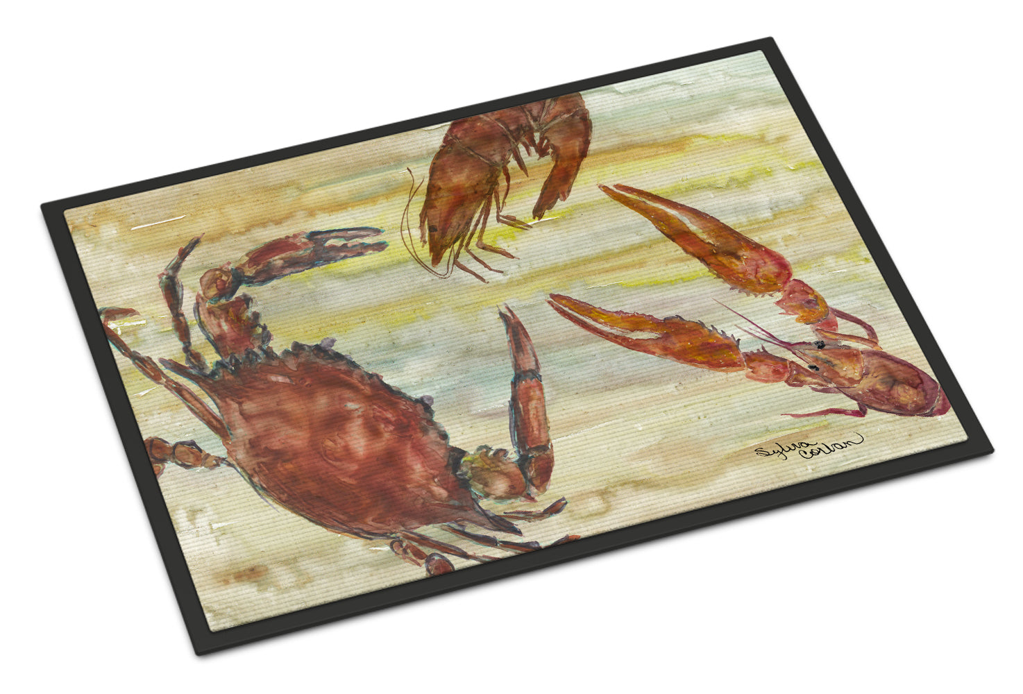 Crab, Shrimp, Oyster Yellow Sky Indoor or Outdoor Mat 18x27 SC2023MAT