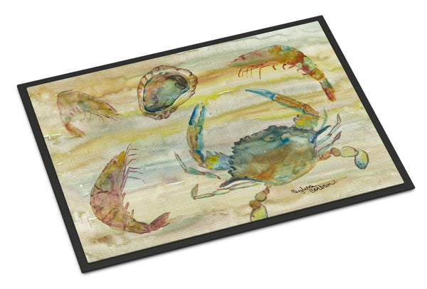 Crab, Shrimp, Oyster Yellow Sky Indoor or Outdoor Mat 18x27 SC2026MAT - the-store.com