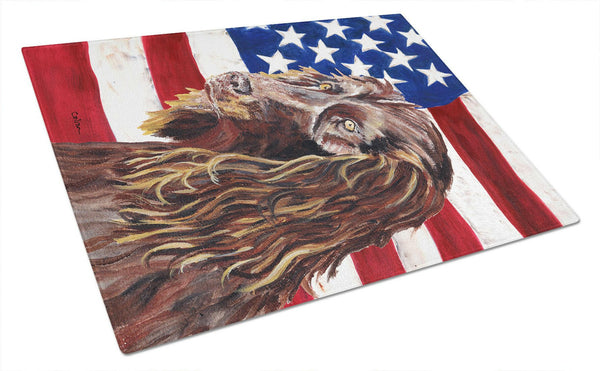 Boykin Spaniel USA American Flag Glass Cutting Board Large by Caroline's Treasures