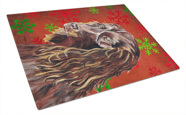 Boykin Spaniel Red Snowflake Christmas Glass Cutting Board Large by Caroline's Treasures