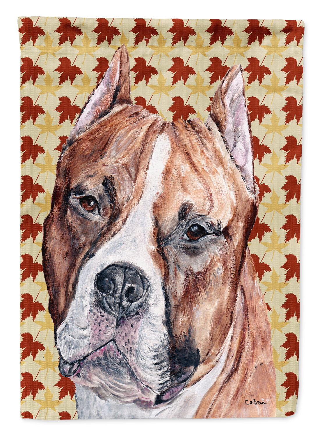 Staffordshire+Bull+Terrier+Staffie+Fall+Leaves+Flag+Canvas+House+Size+SC9680CHF