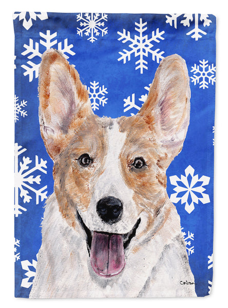 Cardigan Corgi Winter Snowflakes Flag Garden Size SC9768GF  the-store.com.