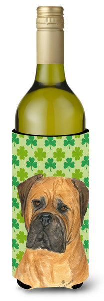 Bullmastiff St. Patrick's Day Shamrock Portrait Wine Bottle Beverage Insulator Beverage Insulator Hugger by Caroline's Treasures