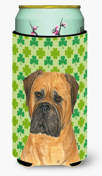 Bullmastiff St. Patrick's Day Shamrock Portrait  Tall Boy Beverage Insulator Beverage Insulator Hugger by Caroline's Treasures