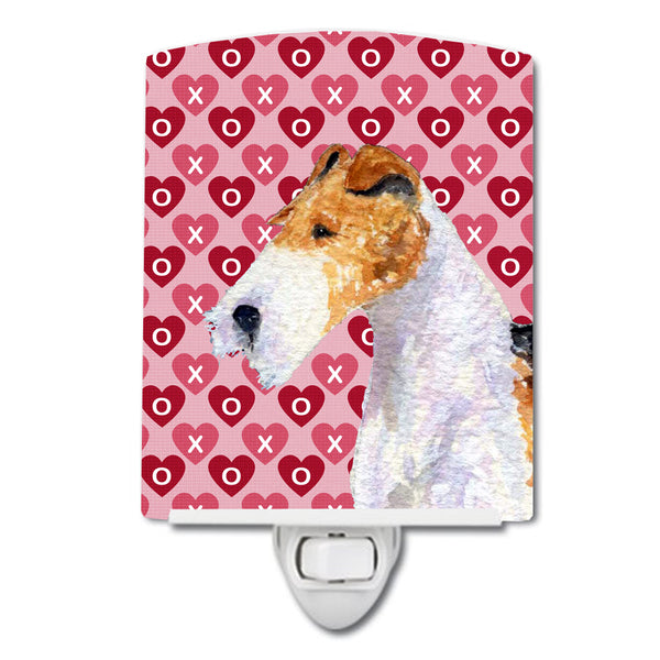 Fox Terrier Hearts Love and Valentine's Day Portrait Ceramic Night Light SS4478CNL - the-store.com