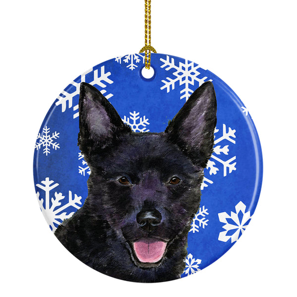 Australian Kelpie Winter Snowflakes Holiday Christmas Ceramic Ornament SS4636 - the-store.com