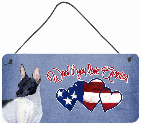 Woof if you love America Rat Terrier Wall or Door Hanging Prints SS4992DS612 by Caroline's Treasures
