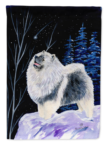 Starry Night Keeshond Flag Garden Size.