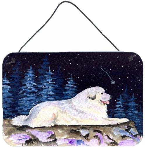 Starry Night Great Pyrenees Indoor Aluminium Metal Wall or Door Hanging Prints by Caroline's Treasures