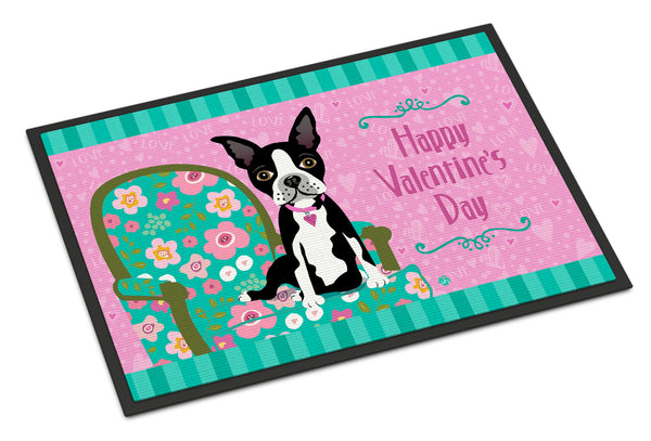 Happy Valentine's Day Boston Terrier Indoor or Outdoor Mat 18x27 - the-store.com