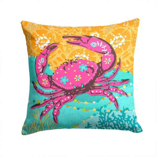 Coastal Pink Crab Fabric Decorative Pillow VHA3028PW1414 - the-store.com