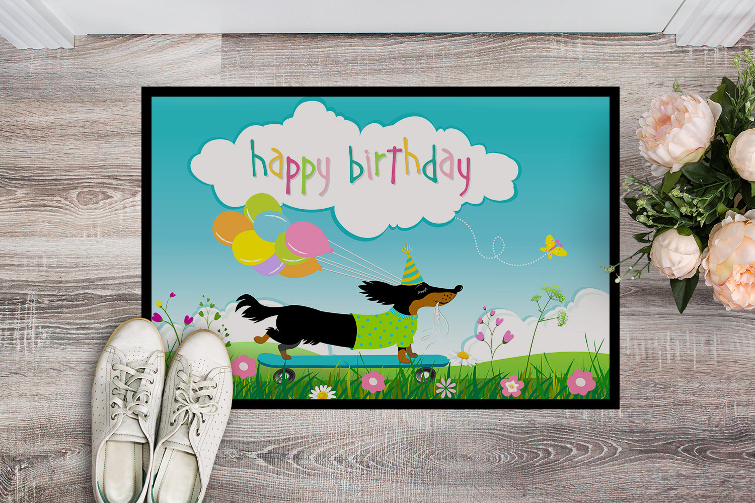 Happy Birthday Dachshund Indoor or Outdoor Mat 18x27 VHA3029MAT