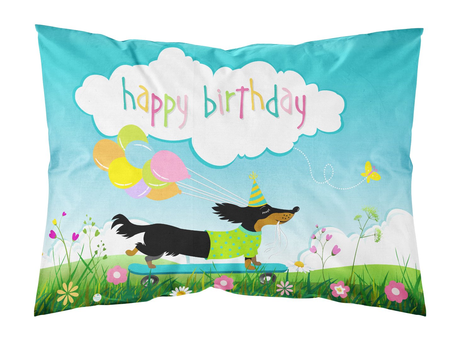 Happy Birthday Dachshund Fabric Standard Pillowcase VHA3029PILLOWCASE