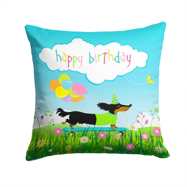 Happy Birthday Dachshund Fabric Decorative Pillow VHA3029PW1414 - the-store.com