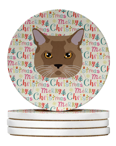 Buy this European Burmese Cat Christmas Large Sandstone Coasters Pack of 4