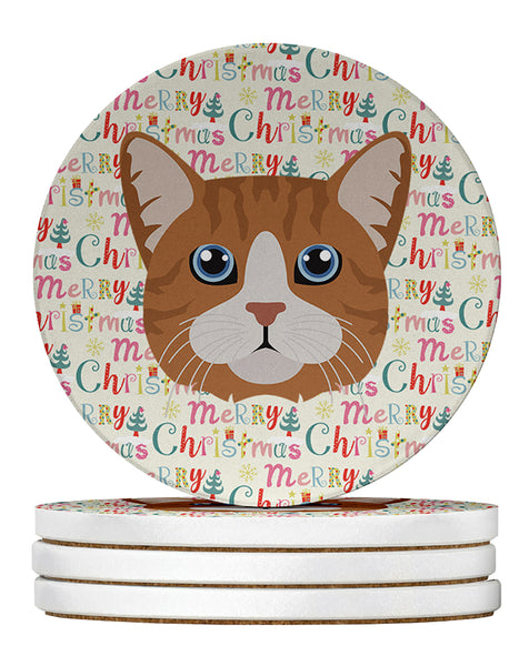 Buy this Manx Cat Christmas Large Sandstone Coasters Pack of 4