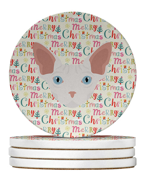 Buy this Sphynx Cat Christmas Large Sandstone Coasters Pack of 4