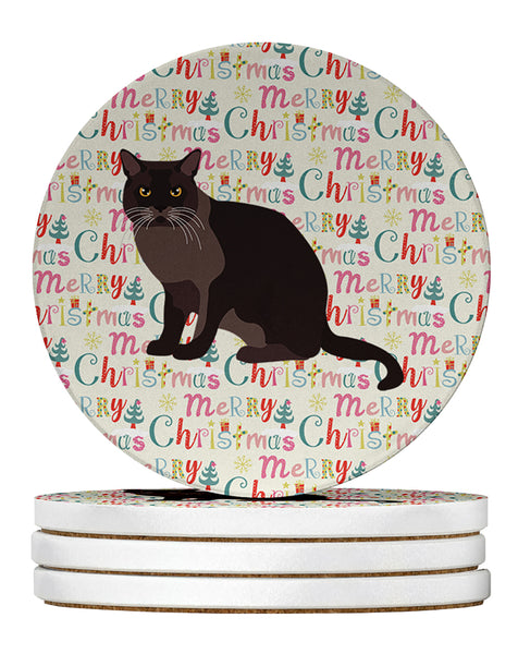 Buy this European Burmese Cat Christmas Large Sandstone Coasters Pack of 4