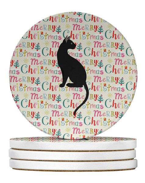 Buy this Pantherette Cat Christmas Large Sandstone Coasters Pack of 4