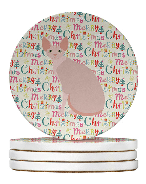 Buy this Sphynx #2 Cat Christmas Large Sandstone Coasters Pack of 4
