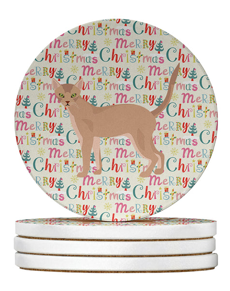 Buy this Fawn Abyssinian Cat Christmas Large Sandstone Coasters Pack of 4