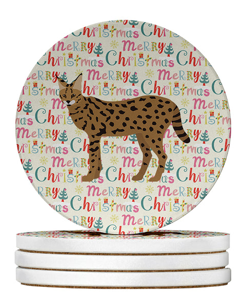 Buy this Savannah #3 Cat Christmas Large Sandstone Coasters Pack of 4