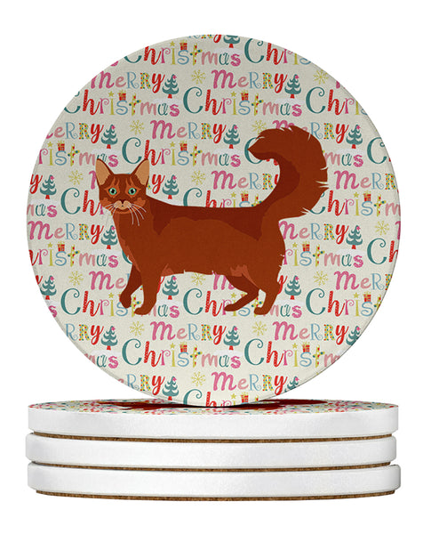 Buy this Somali Cat Christmas Large Sandstone Coasters Pack of 4