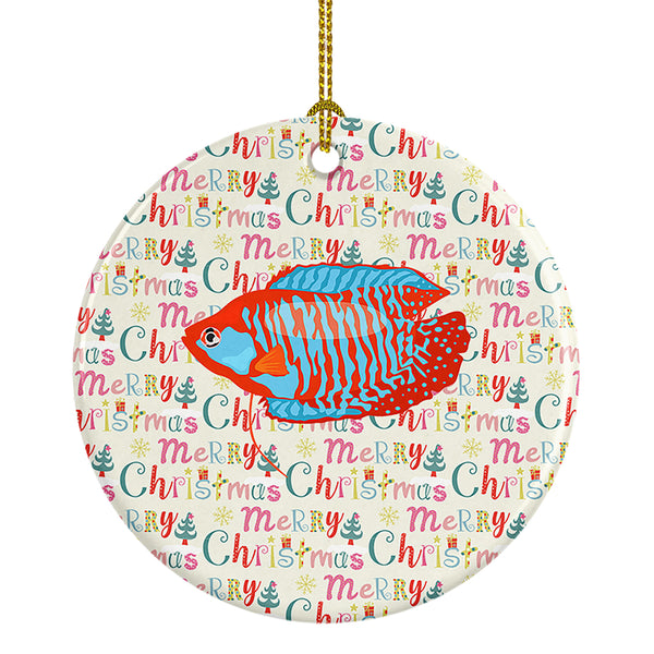 Buy this Dwarf Gourami Christmas Ceramic Ornament