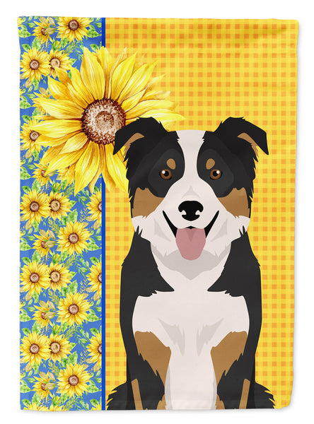 Summer Sunflowers Tricolor Border Collie Flag Garden Size  the-store.com.