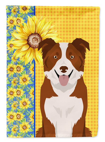 Summer Sunflowers Red and White Border Collie Flag Garden Size  the-store.com.