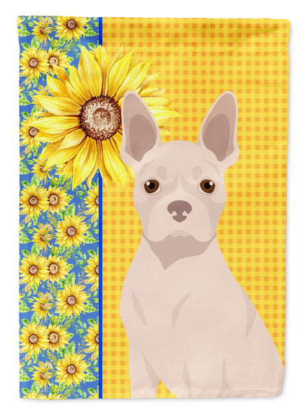 Summer Sunflowers White Boston Terrier Flag Garden Size  the-store.com.