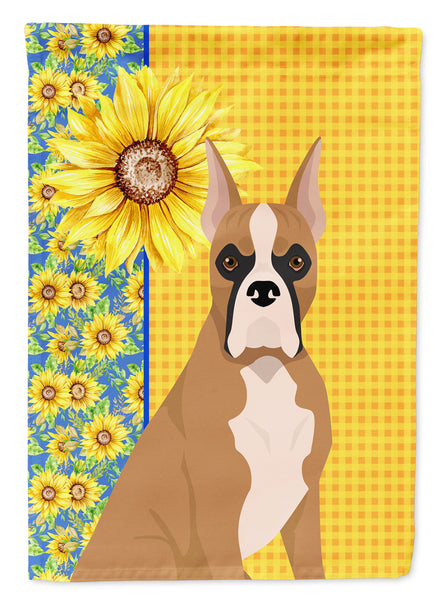 Summer Sunflowers Fawn Boxer Flag Garden Size  the-store.com.