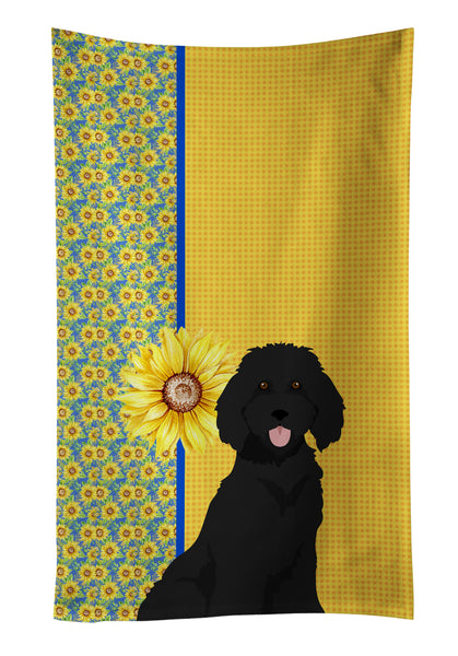 Buy this Summer Sunflowers Standard Black Poodle Kitchen Towel